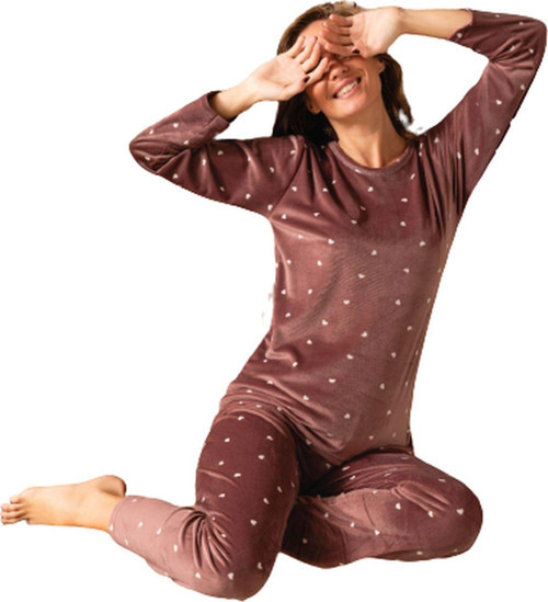Kadın Kışlık Kadife Pijama Takımı 543- 1 Adet Gül Kurusu-L