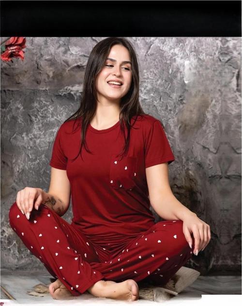 Charme Kadın Milan Bisiklet Yaka Kısa Kol Pijama Takımı P300/83- 1 Adet Bordo-S