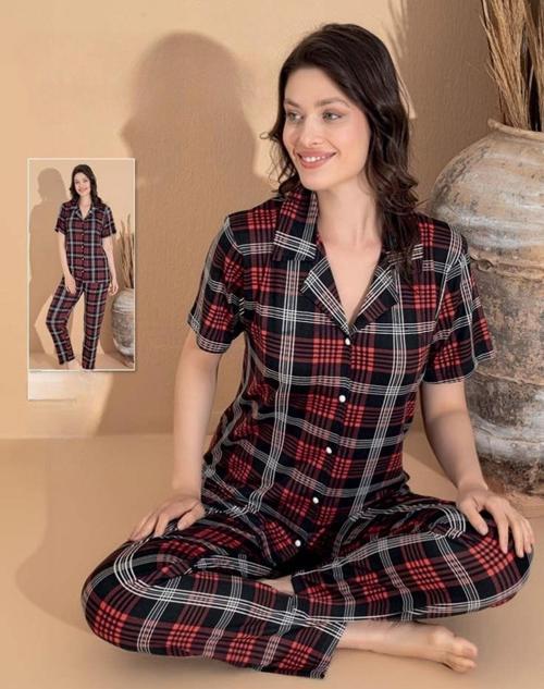 Kadın Milan Boydan Düğmeli Kısa Kol İnce Pijama Takımı 11072 - 1 Adet Siyah-L