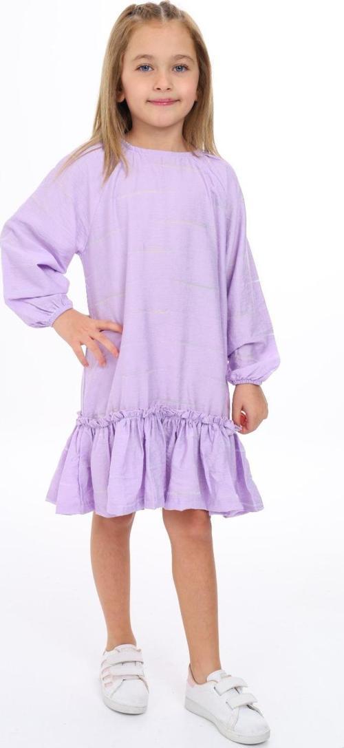 Toontoy Kız Çocuk Reglan Kol Fırfır Büzgülü Elbise