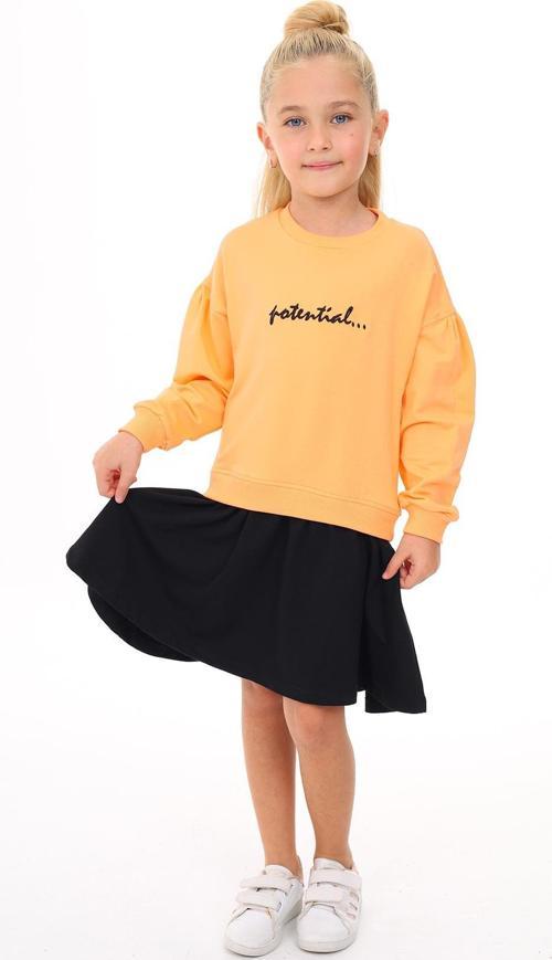 Toontoy Kız Çocuk Etek Volanlı Nakışlı Elbise