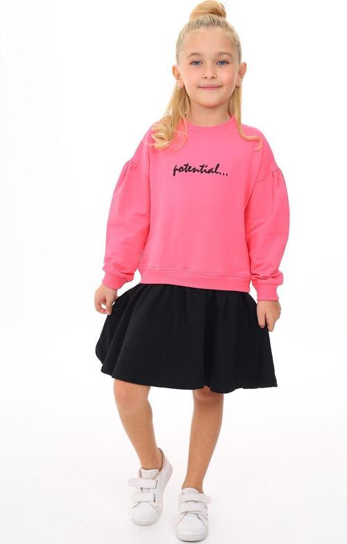 Toontoy Kız Çocuk Etek Volanlı Nakışlı Elbise