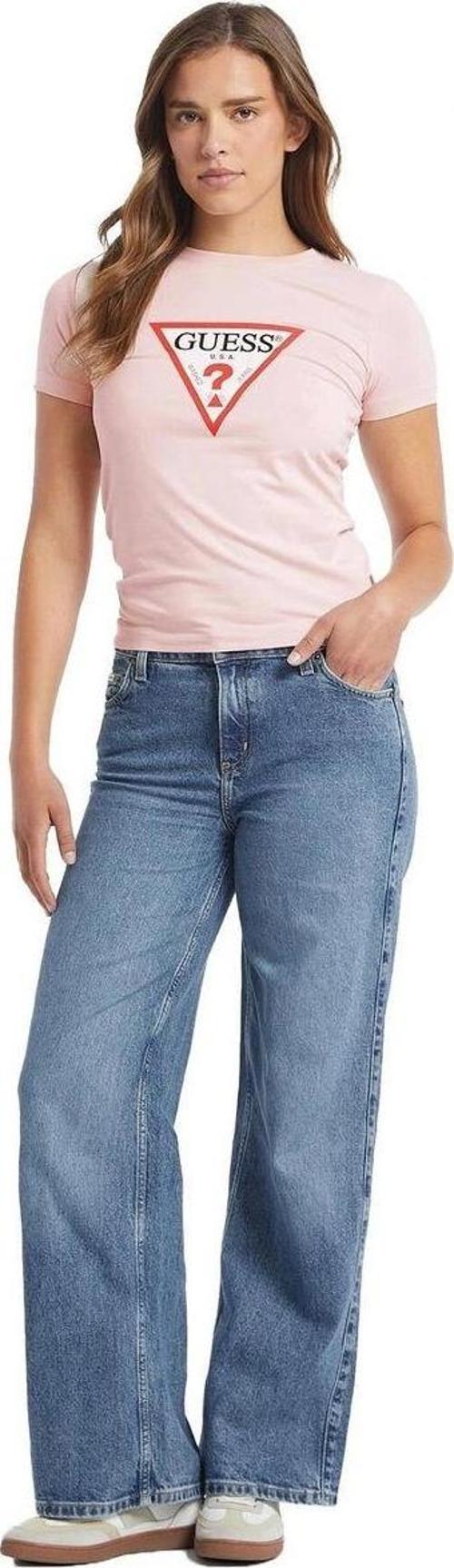 Kadın Pembe Slim Fit T-shirt Iconic Mid Organic Stretc