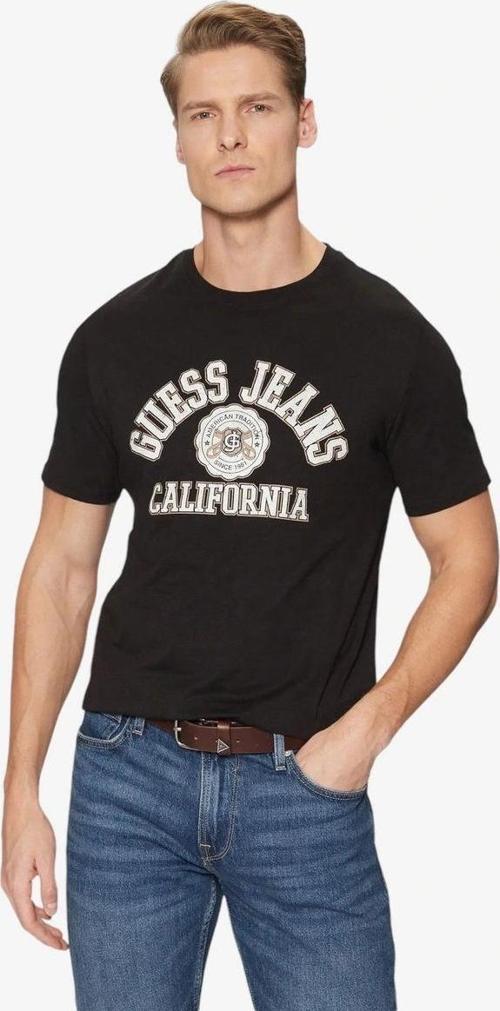 Erkek CALIFORNIA logolu Siyah T-shirt