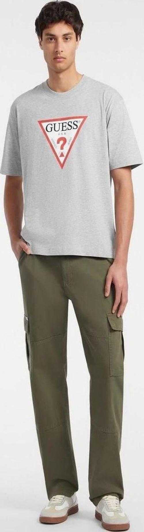 Erkek Gri Üçgen Logolu  T-Shirt