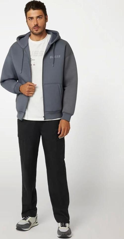Erkek  Sırtta  Logolu Fermuarlı Sweatshirt