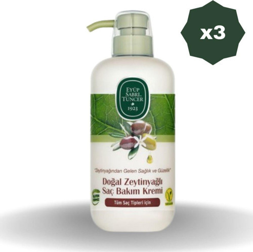 Doğal Zeytinyağlı Saç Kremi 600 Ml - (3 Adet)