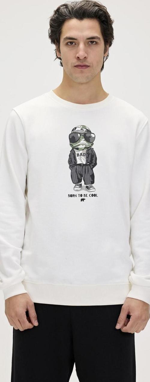 Gator Erkek Beyaz Yuvarlak Yaka Sweatshirt