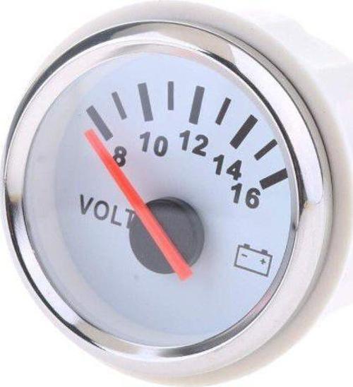VOLTMETRE BEYAZ ÇAP 52mm 12v TEKNE YAT