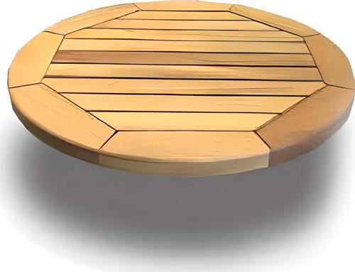 TEKNE VE KARAVAN İÇİN İROKO AHŞAP MASA TABLASI ÇAP 60CM