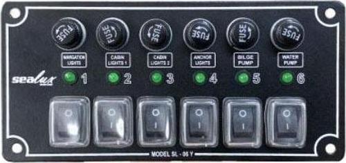 6 ANAHTARLI İZOLELİ YATAY SWITCH PANEL / TEKNE ve KARAVAN SİGORTA PANELİ / ELEKTRİK KUMANDA PANELİ