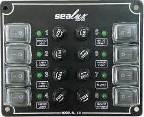 8 ANAHTARLI İZOLELİ KÜÇÜK EBATLI SWITCH PANEL / TEKNE ve KARAVAN SİGORTA PANELİ / ELEKTRİK KUMANDA PANELİ