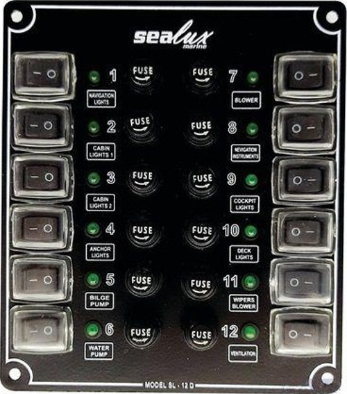 12 ANAHTARLI İZOLELİ KÜÇÜK EBATLI SWITCH PANEL / TEKNE ve KARAVAN SİGORTA PANELİ / ELEKTRİK KUMANDA PANELİ