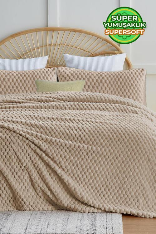 Lal Kürk Yumuşak Wellsoft Peluş Tek Kişilik Yatak Örtüsü Battaniye Seti Tüy Dökmeyen