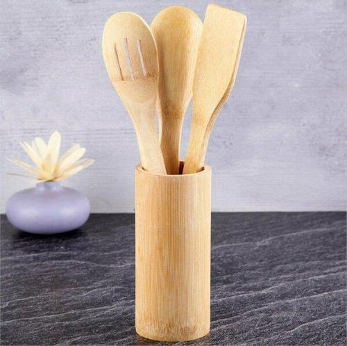 3'lü ''bambu'' Yemek Gereçleri - 3 Adet Bambu Kaşık - Tahta Kaşık
