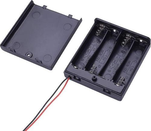 4 lü AA Kalep Pil Kapaklı Switch li Pil Yuvası Ardunio Deney İçin Pil Yuvası IC-233F