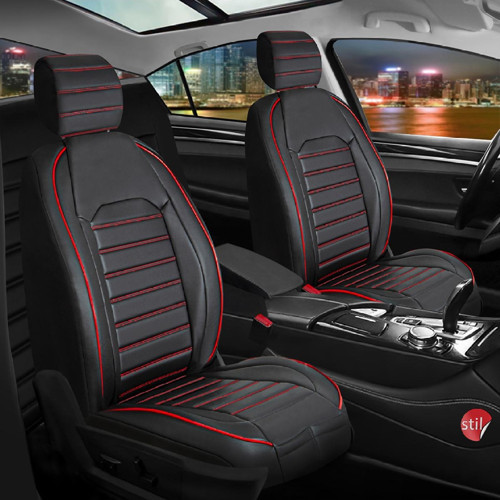 Fiat Linea Lüx Deri Oto Koltuk Kılıfı Ön Arka Takım Orijinal Serisi SİYAH KIRMIZI