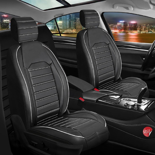 Volkswagen Passat B8 Lüx Deri Oto Koltuk Kılıfı Ön Arka Takım Orijinal Serisi SİYAH BEYAZ