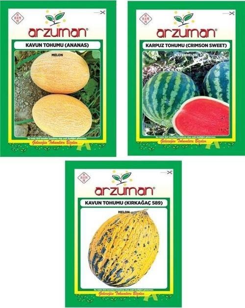 ANANAS KAVUN - CRİMSON SWEET KARPUZ - KIRKAĞAÇ 589 KAVUN 3'LÜ TOHUM SETİ