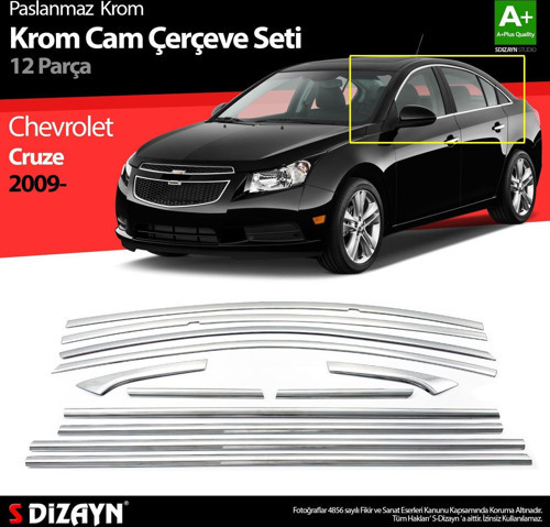 Chevrolet Cruze Uyumlu Sedan Krom Cam Çerçeve Seti 12 Parça 2009 Üzeri