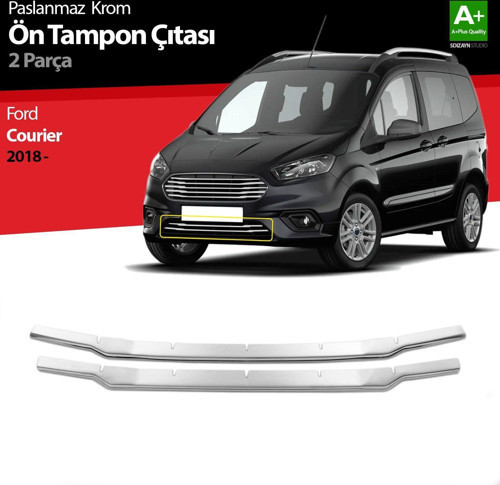 Ford Courier Uyumlu Krom Ön Tampon Çıtası 2 Parça 2018 Sonrası