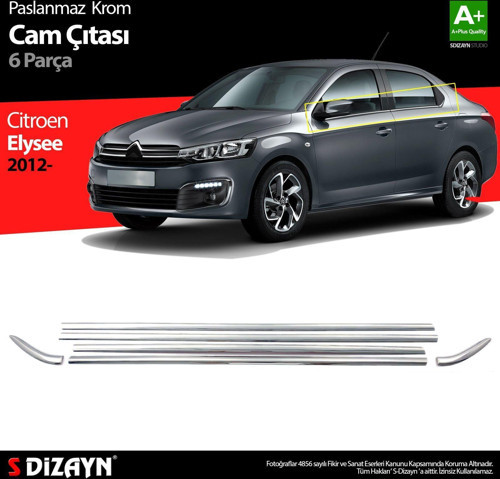 Citroen C-Elysee Uyumlu Krom Cam Çıta 6 Parça 2012 Üzeri
