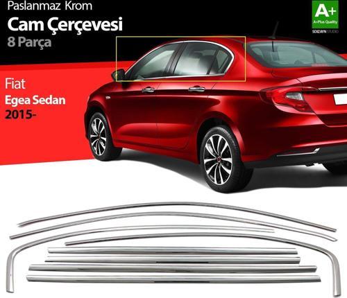 Fiat Egea Uyumlu Sedan Krom Cam Çerçevesi 8 Parça. 2015 Üzeri