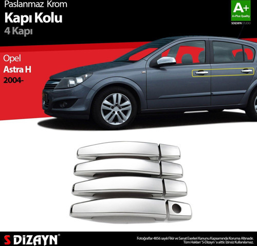 Opel Astra Uyumlu H Krom Kapı Kolu 4 Kapı 2004 Üzeri