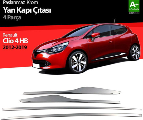 Renault Clio Uyumlu 4 Hatchback Krom Yan Kapı Çıtası 4 Parça. 2012 Üzeri