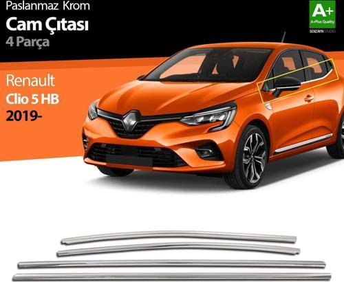 Renault Clio Uyumlu 5 Krom Cam Çıtası 4 Parça 2019 Ve Üzeri
