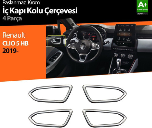 Renault Clio Uyumlu 5 Krom İç Kapı Kolu Çerçevesi 4 Parça. 2019 Ve Üzeri