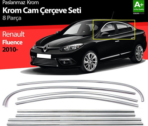 Renault Fluence Uyumlu Krom Cam Çerçeve Seti 8 Parça 2010 Üzeri