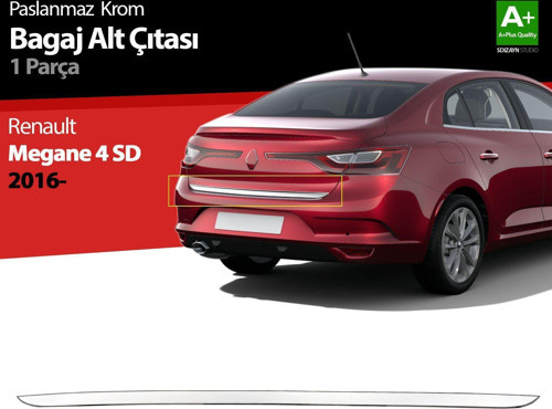 Renault Megane Uyumlu 4 Sedan Krom Bagaj Alt Çıtası 2016 Üzeri