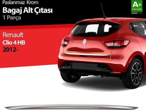 Renault Clio Uyumlu 4 Hatchback Krom Bagaj Alt Çıtası 2012 Üzeri