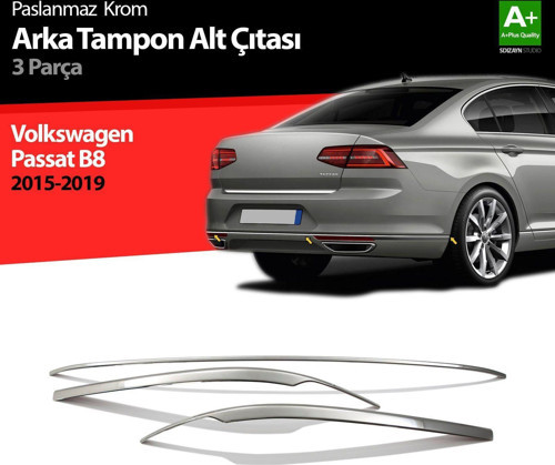 Volkswagen Passat Uyumlu B8 Krom Arka Tampon Alt Çıtası 3 Parça 2015 Üzeri
