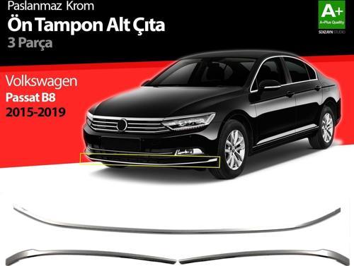 Volkswagen Passat Uyumlu B8 Krom Ön Tampon Alt Çıtası 3 Parça 2015-2019