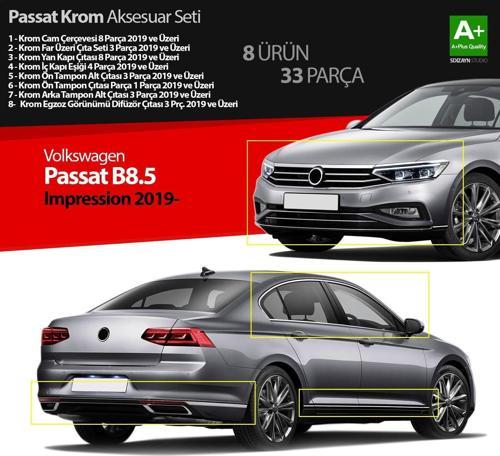 Volkswagen Passat Uyumlu B8.5 İmpression Krom Aksesuar Seti 33 Parça S Dizayn A+Kalite