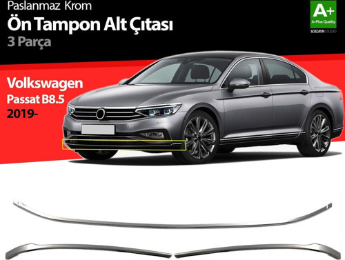 Volkswagen Passat Uyumlu B8.5 Krom Ön Tampon Alt Çıtası 3 Parça 2019 Ve Üzeri