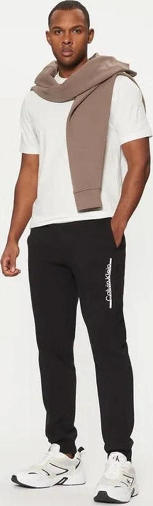 Erkek Şerit Logo Slim Fit Siyah Eşofman Altı