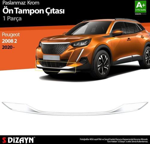 Peugeot 2008 Uyumlu 2 Krom Ön Tampon Çıtası 2020 Üzeri