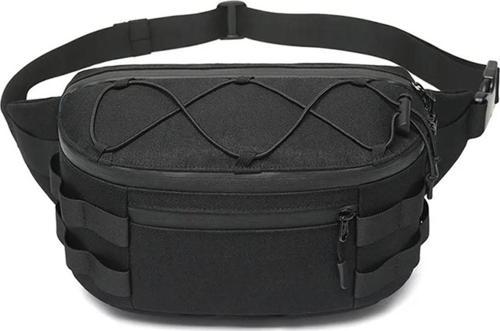 Erkek Askılı Çok Cepli Bel ve Omuz Çantası Siyah 9340