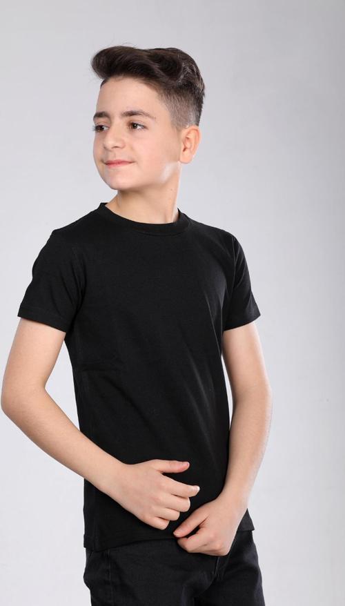 Mornio Çocuk %100 Pamuk Basic Kısa Kollu Baskısız Tişört MRN250102VF Siyah