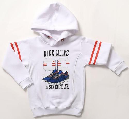 Erkek Çocuk Üç İp İçi Şardonlu Baskılı Kapüşonlu Kışlık Sweatshirt Beyaz MRN7015