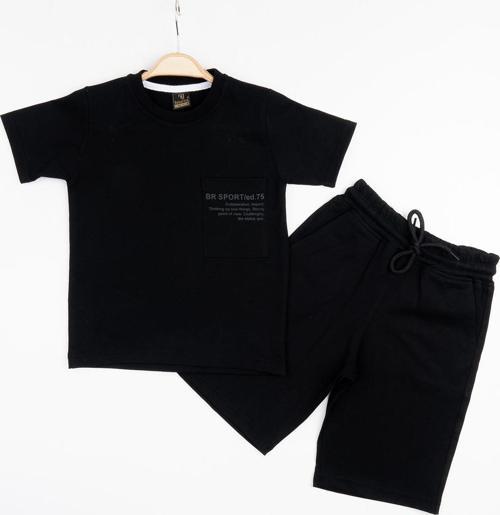 %100 Pamuk İkili Takım T-shirt ve şort Erkek Çocuk HLK506070183 Siyah