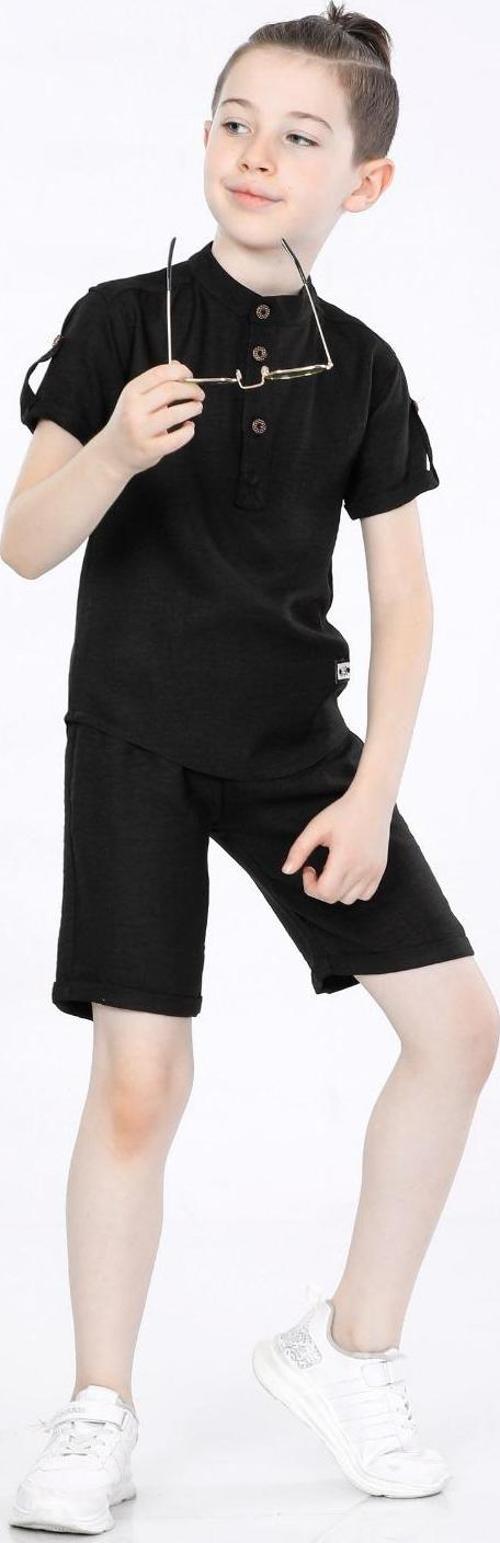 Mornio Erkek Çocuk Üç Düğmeli Sofia T-shirt ve Şort 2 li Takım VF24KMR5102930 Siyah