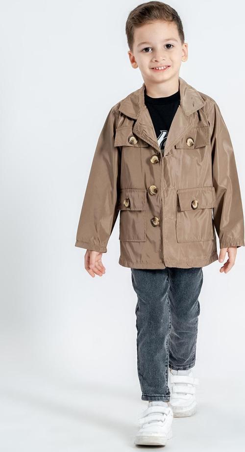Hola Kids Erkek Çocuk Trençkot-Pantolon ve Tişört 3 lü Takım HLK5060152 Açık Kahverengi