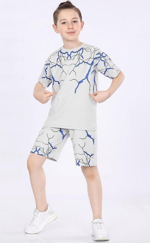 Mornio Erkek Çocuk T-shirt ve Şort 2 li Takım VF24KMR51043 Gri