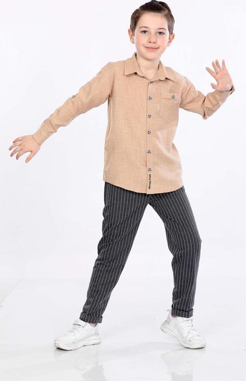 Mornio Erkek Çocuk Gömlek ve Pantolon 2 li Takım VF24KMR5108788 Bej