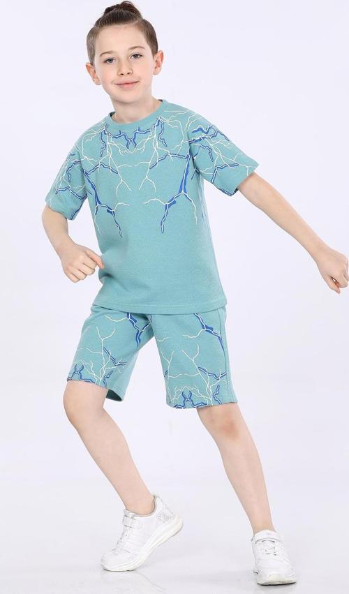 Mornio Erkek Çocuk T-shirt ve Şort 2 li Takım VF24KMR51043 Su Yeşili