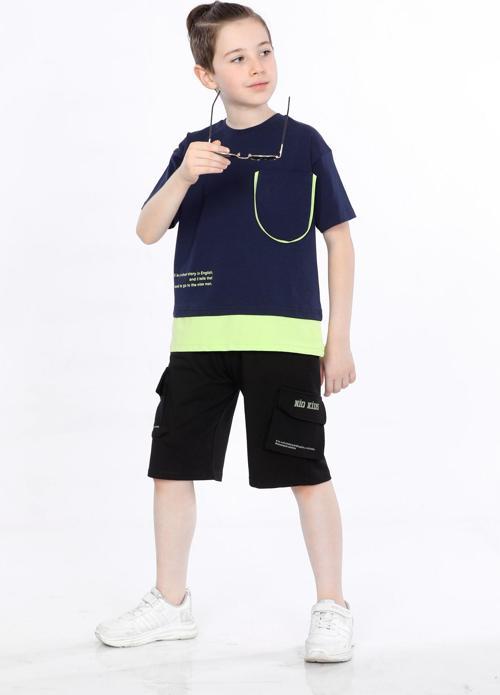 Mornio Erkek Çocuk T-shirt ve Şort 2 li Takım VF24KMR51012 Lacivert